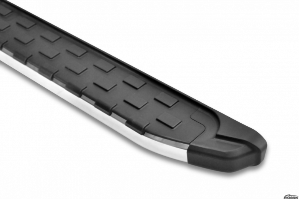 Romik® 5.5" REC Series Black Running Boards with Polished Trim For 2021-2024 Ford Bronco 52388418