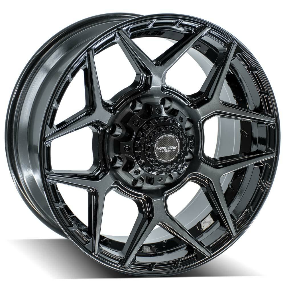 4PLAY Gen3 20x9 8x180mm Gloss Black w/ Brushed Face & Tinted Clear for Chevy
