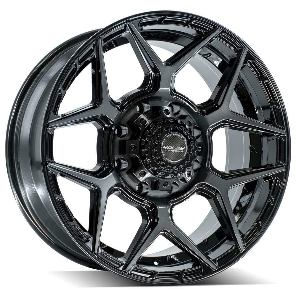 4PLAY Gen3 20x9 8x180mm Gloss Black w/ Brushed Face & Tinted Clear for Chevy