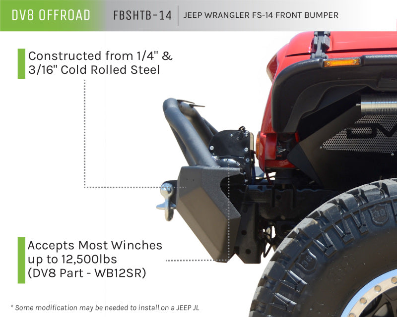 Jk/Jl Front Bumper 07-18 Wrangler Jk/Jl Steel Mid Length