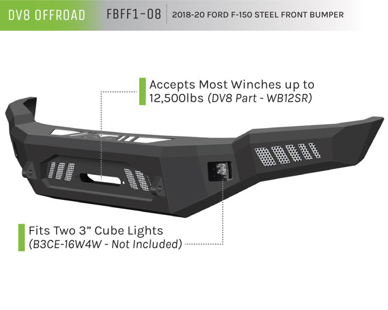 Ford F-150 Front Bumper With Light Holes 18-20 Ford F-150 F