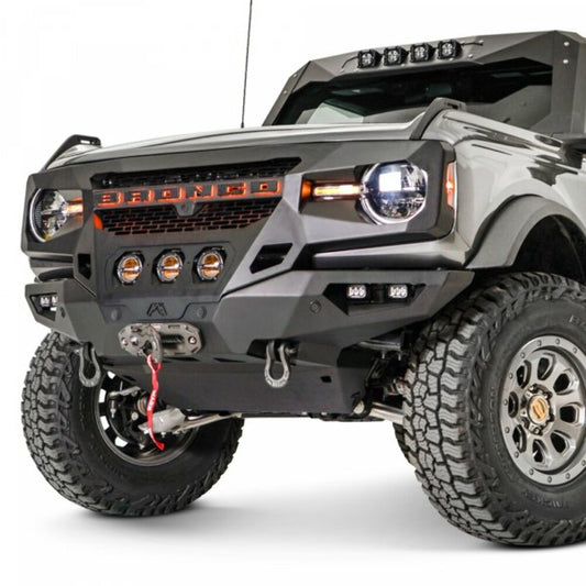 Fab Fours® Grumper Full Width Black Powder Coat Front Winch HD Bumper For 2021-2024 Ford Bronco GR5200-1