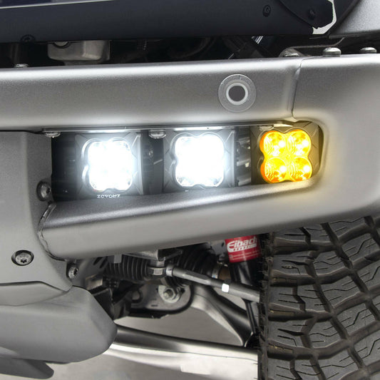 ZROADZ Front Bumper Fog LED KIT, Includes (2) 3 inch Amber LED Pod Lights and (4) 3 inch White LED Pod Lights For 2021-2023 Ford Bronco Z325401-KITAW