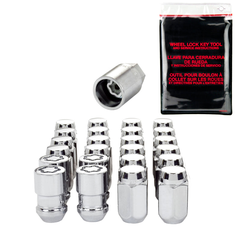 McGard Chrome Cone Seat Wheel Installation Kit for 6 Lug Vehicles (M12 x 1.5 Thread Size); Set of 20 Lug Nuts, 4 Wheel Locks, 1 Key & 1 Key Storage Pouch For 2021-2024 Ford Bronco 84657
