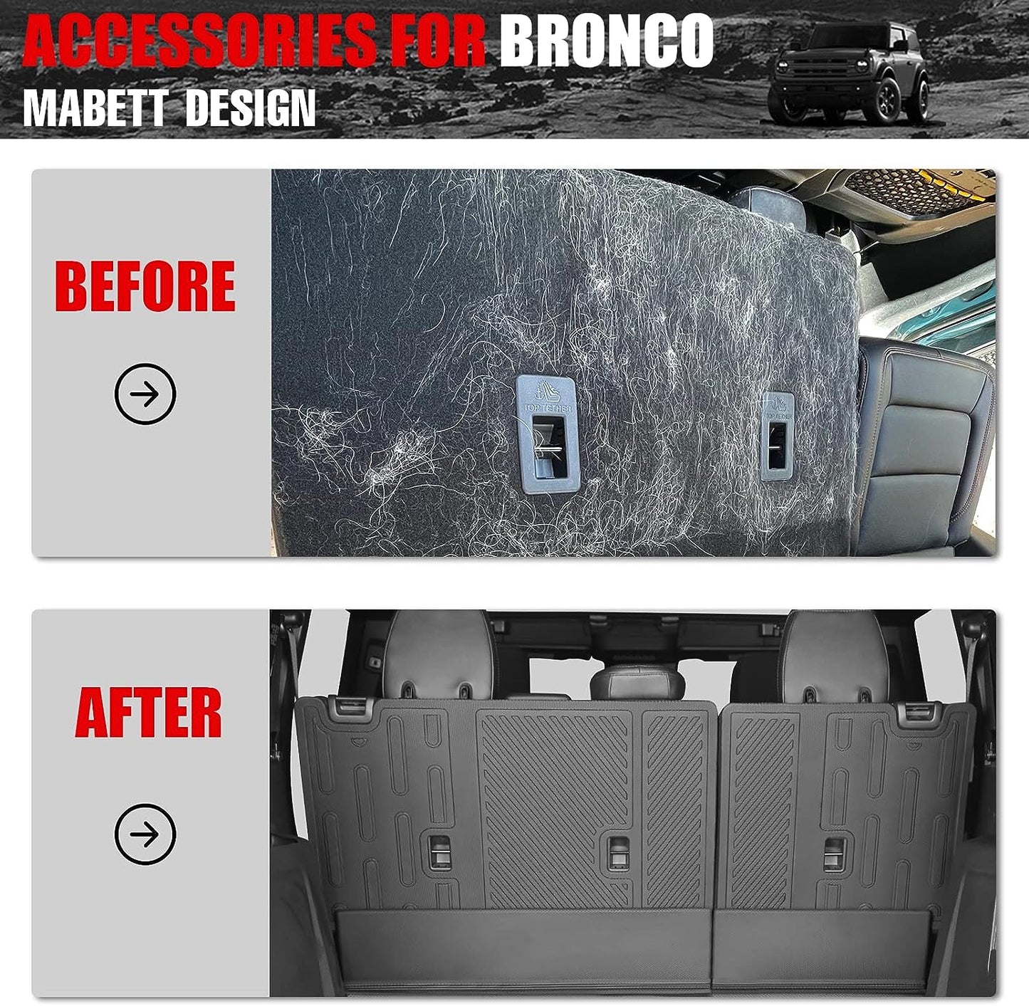 Rear Seat Back Cover Backrest Protectors for Ford Bronco 2021-2024 with Dog Seat Liner
