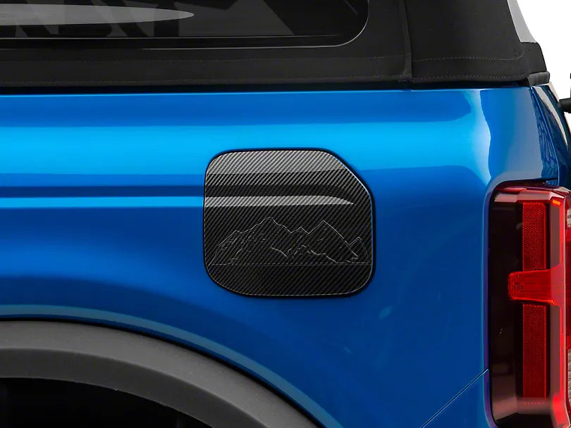 Matte Carbon Fiber Look Gas Tank Door Trim For 2021-2023 Ford Bronco