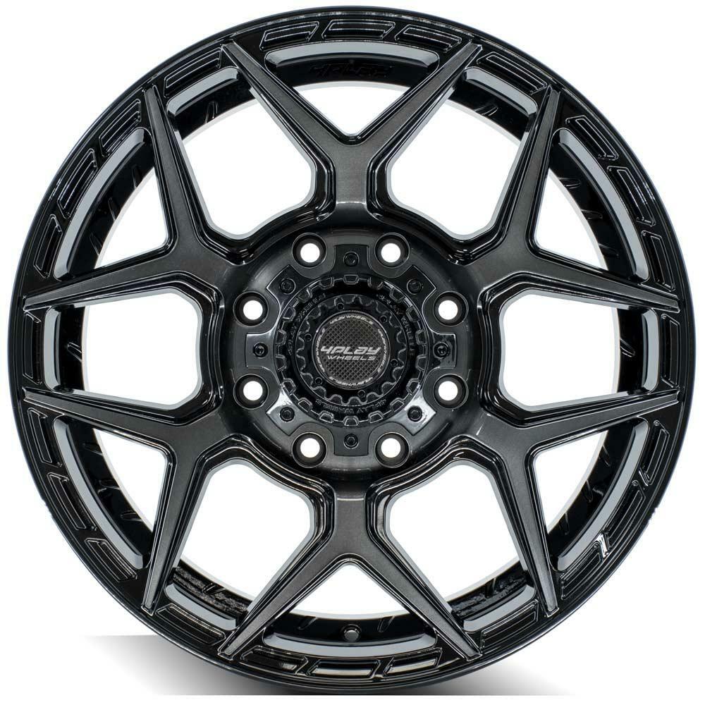 4PLAY Gen3 20x9 8x180mm Gloss Black w/ Brushed Face & Tinted Clear for 2021-2023 Ford Bronco