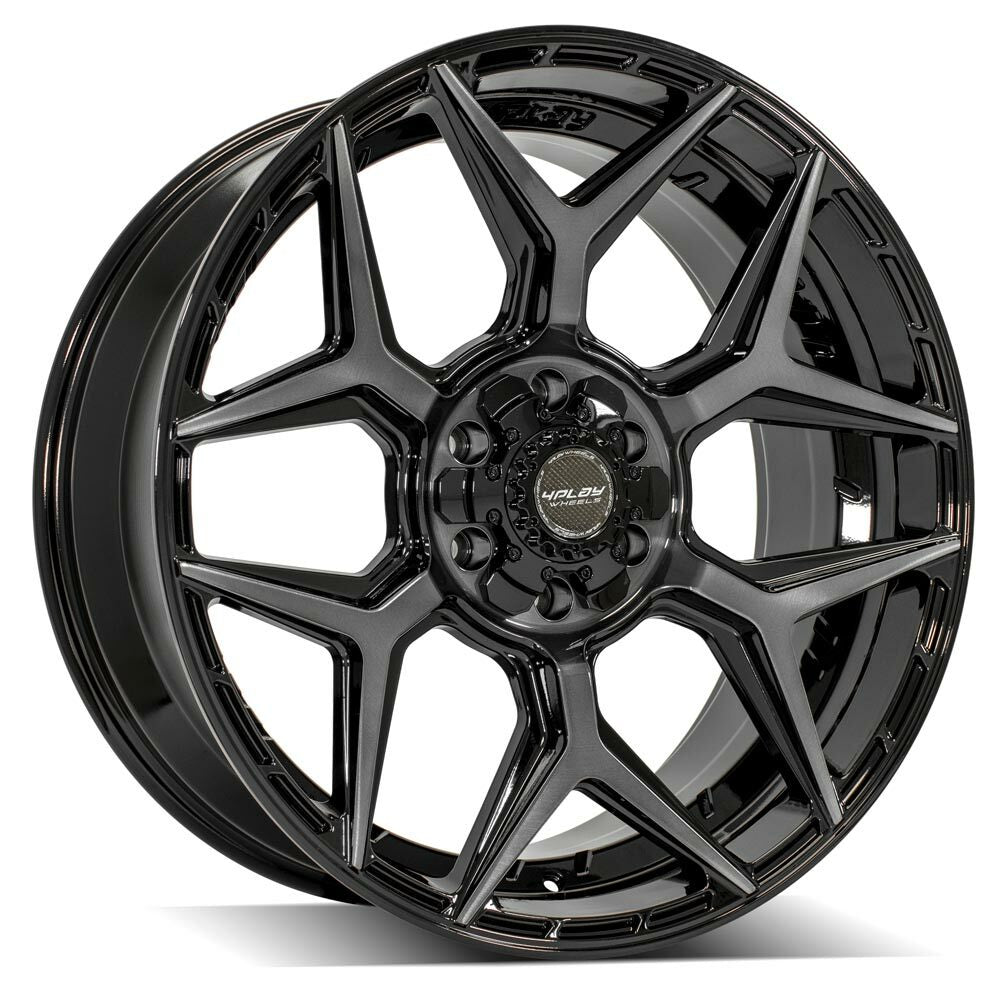 4PLAY Gen3 22x9 6x135mm & 6x5.5" Gloss Black Brushed Face Tinted Clear for 2021-2023 Ford Bronco