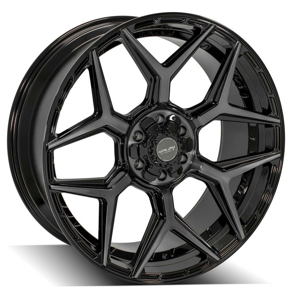 4PLAY Gen3 24x10 6x135mm & 6x5.5" Gloss Black Brushed Face Tinted Clear for Chevy