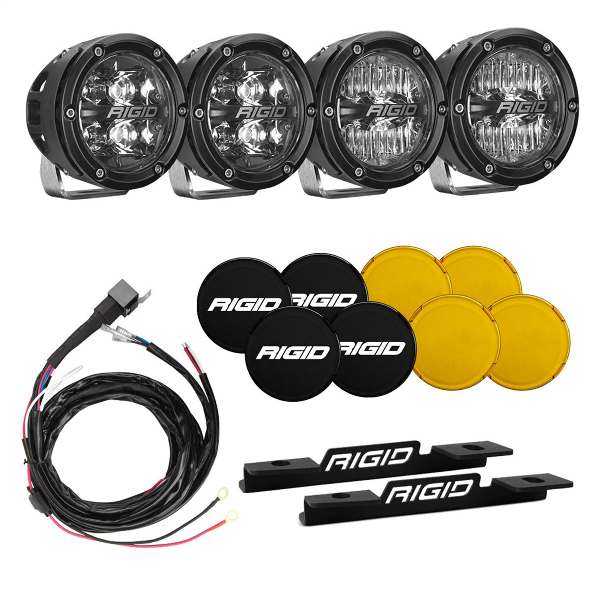 Rigid Industries 46722 2021-2023 Ford Bronco A-Pillar Light Kit with a set of 360 Spot and a set 360 Drive Lights