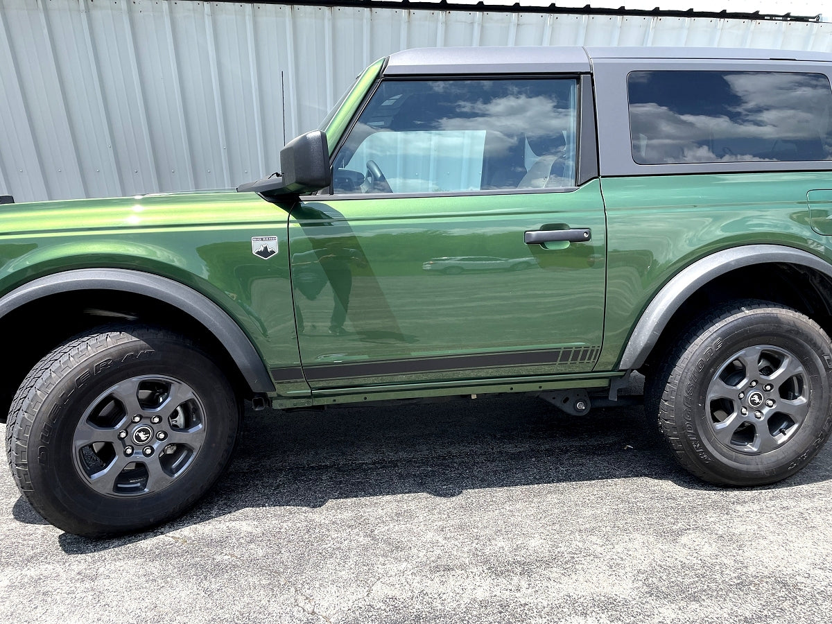 2021-2023 Ford Bronco Rocker Door Vinyl Stripes Package - Open Hash Stripes Style